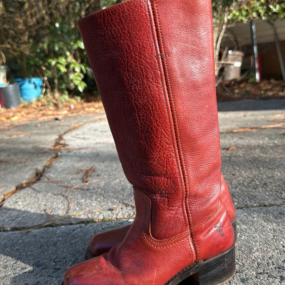 Frye Red Leather Tall Boots